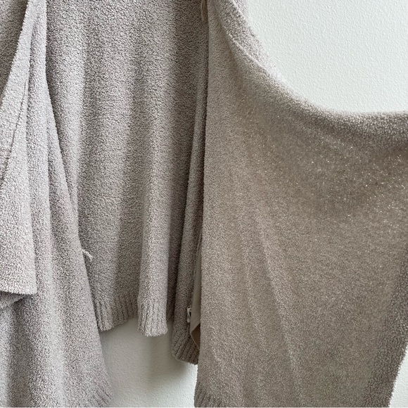 UGG Tan Grey Driftwood Cozy Fluffy Phoebe Open Drape Wrap Cardigan Sweater - Picture 8 of 14